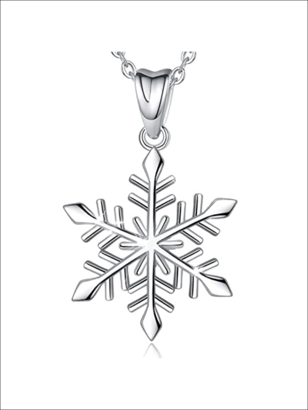 EUDORA Sterling Silver Snowflake Pendant Necklace 18" Rolo Chain Gift